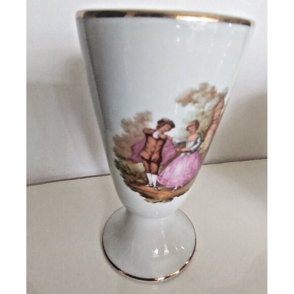 Limoges France Victorian Courting Couple Goblet/Vase 5 1/4" Tall - Picture 1 of 9